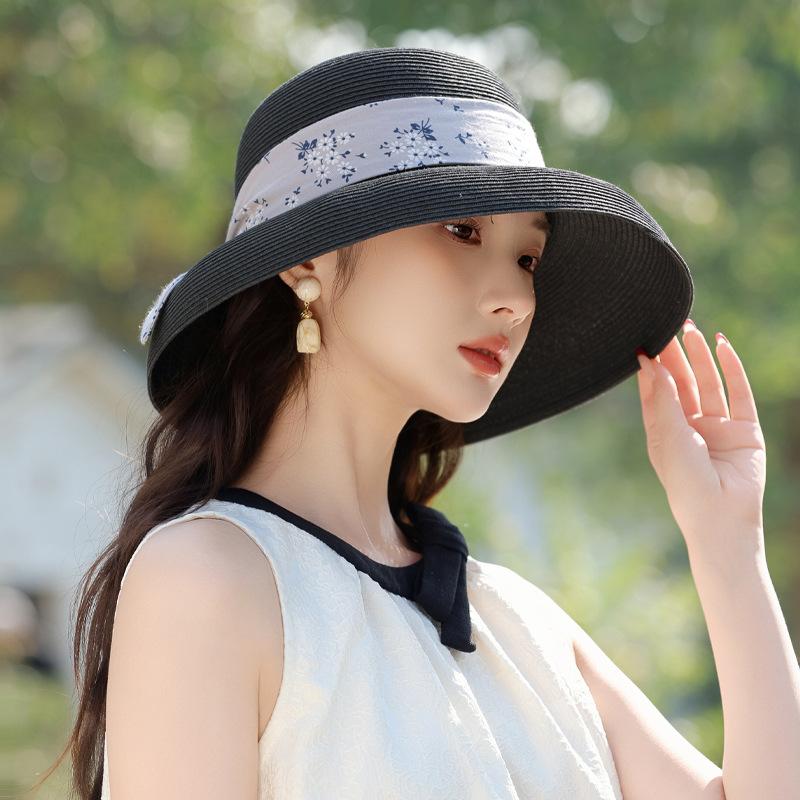 Summer New Hat Women's Streamer Lafite Straw Hat Summer Outdoor Sun Hat Sun Hat