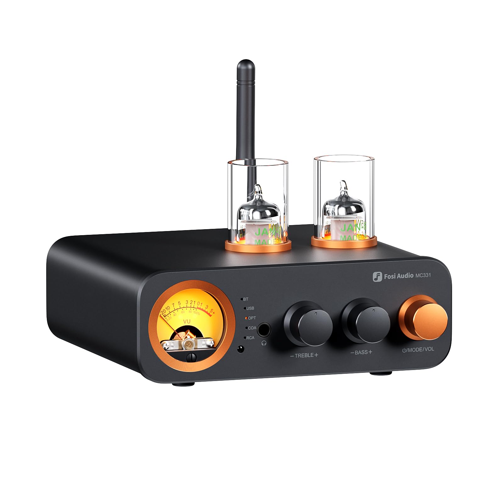 

Fosi Audio MC331 Vacuum Tube Integrated Amplifier with HiFi Bookshelf Home Audio Stereo Power Vintage VU Meter Preamplifier DAC, Speaker/3.5mm