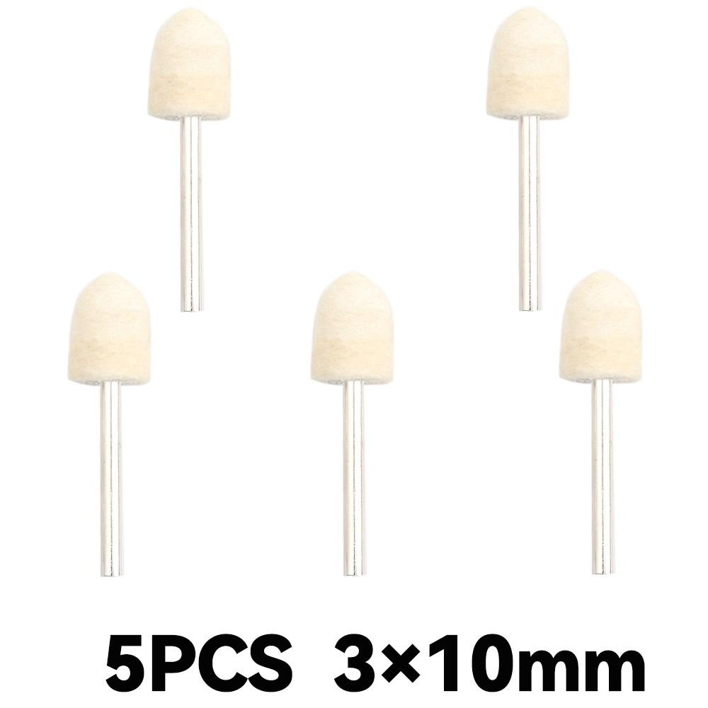 10Pcs/5Pcs Wool Felt Mounted Polishing Buffing Wheel OD 3-10mm Grinding Head for Dremel Drill Rotary Tool 3mm Shank