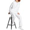 adidas Embossed Monogram Fleece Pants Knitted Sweatpants Women's White IJ9627