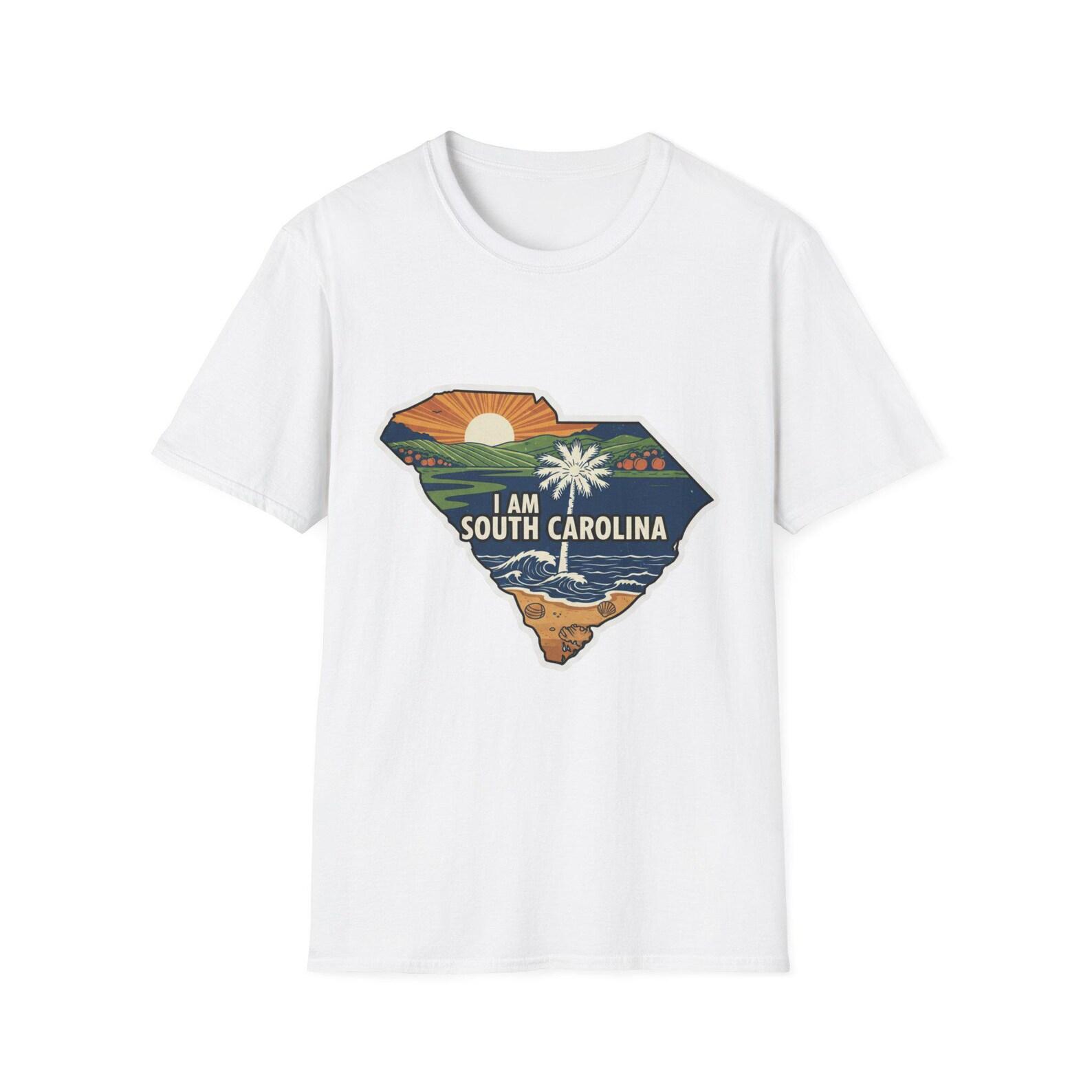 I Am South Carolina map T-Shirt | Palmetto Sunset State Pride S