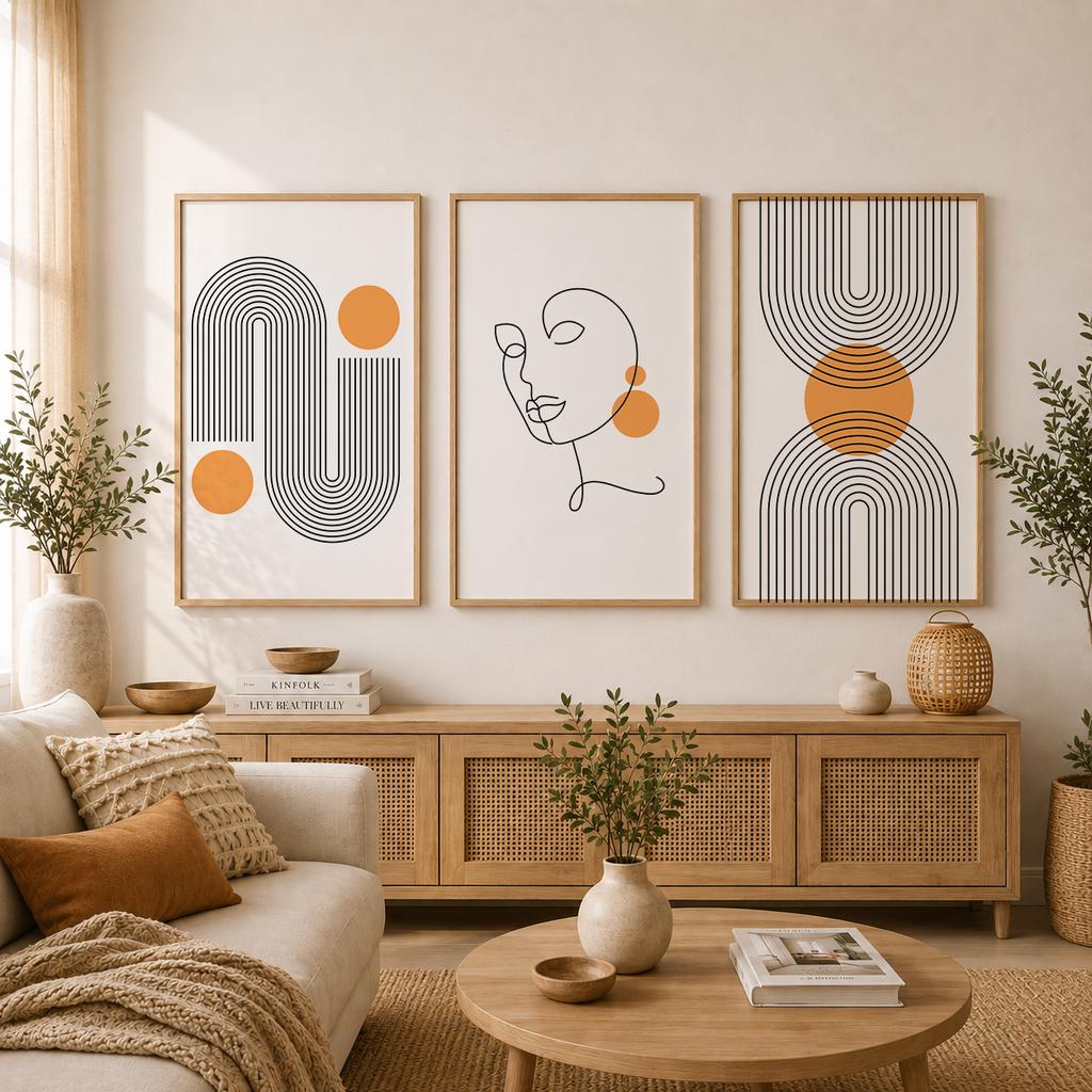 Abstract Wall Art Fashion Woman Geometric Line Art Canvas Painting Modern Style Poster Print for Living Room Bedroom Wall Decor