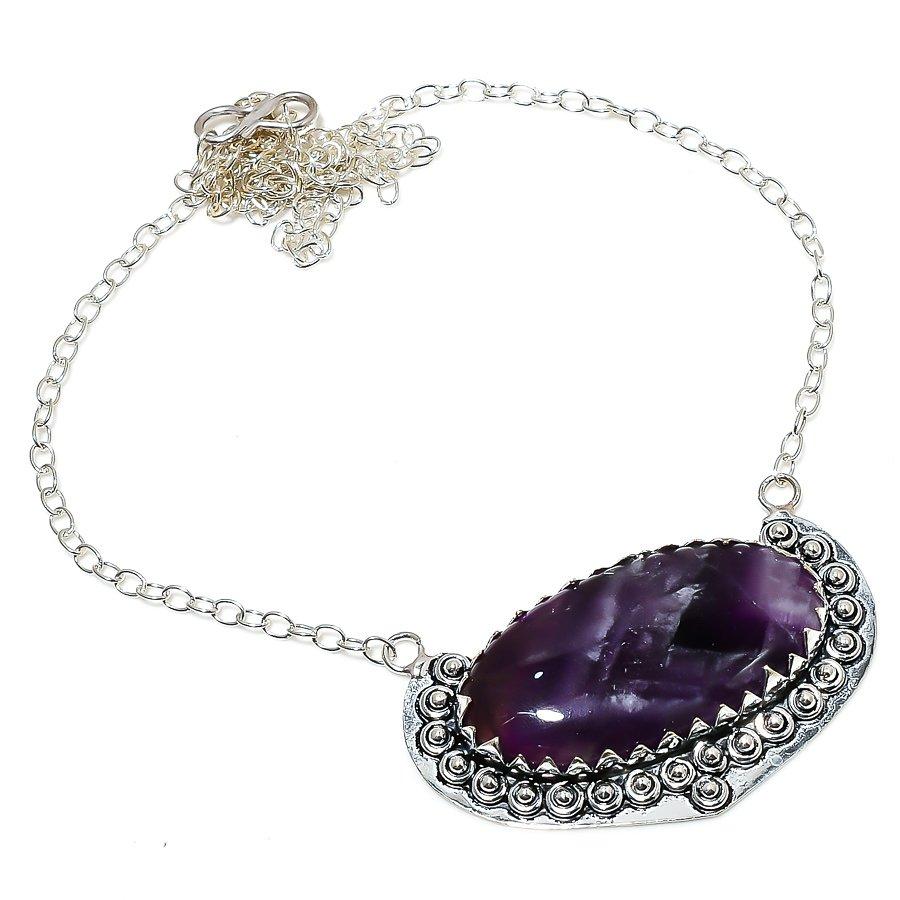 

Этническое ювелирное ожерелье ручной работы с шевроном и аметистом, 20 дюймов, VM-192