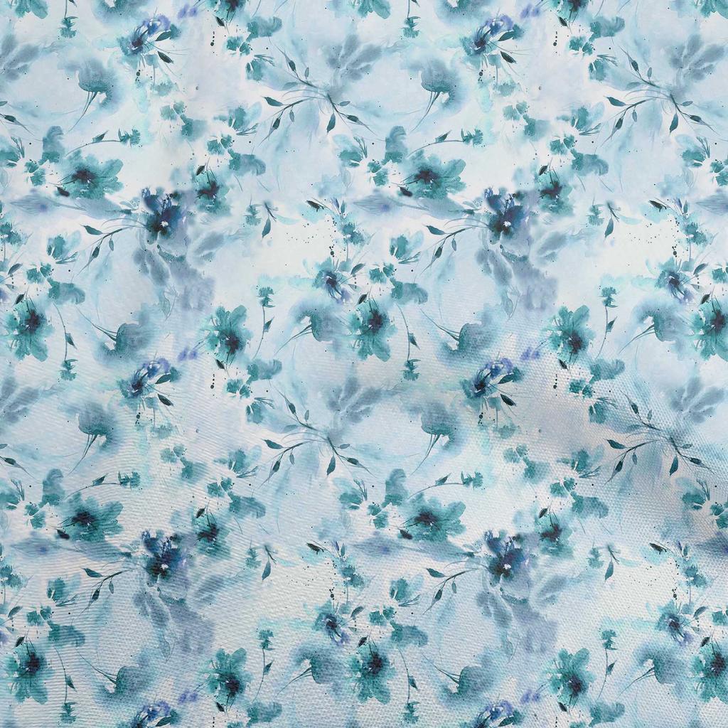 oneOone Cotton Flex Gray Fabric Abstract Watercolor Floral Fabric For Sewing Printed Craft Fabric By The Yard 40 Inch
