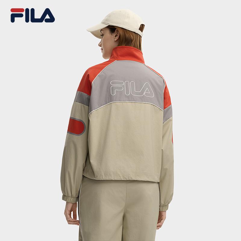 FILA Original Fashionable Personality Retro Cool Color-Block Loose Short Stand-Collar Cotton Jacket Women jackets Pink F11W549906FLK