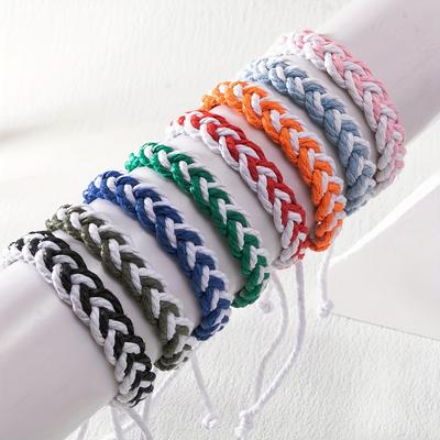 Handwoven Two-Tone Rope Bracelet for Women - Simple and Vacation Style, No Plating or Mosaic, Versatile Bracelet for Daily Wear and Holiday Outings