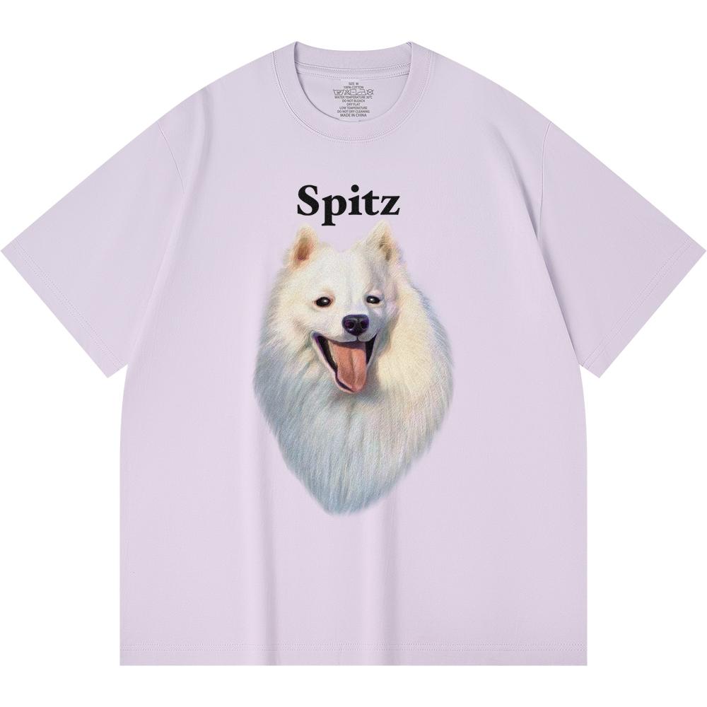 230GSM 100% Cotton T-Shirt Spitz Print Tees Funny Harajuku Style Combed Cotton Tshirt