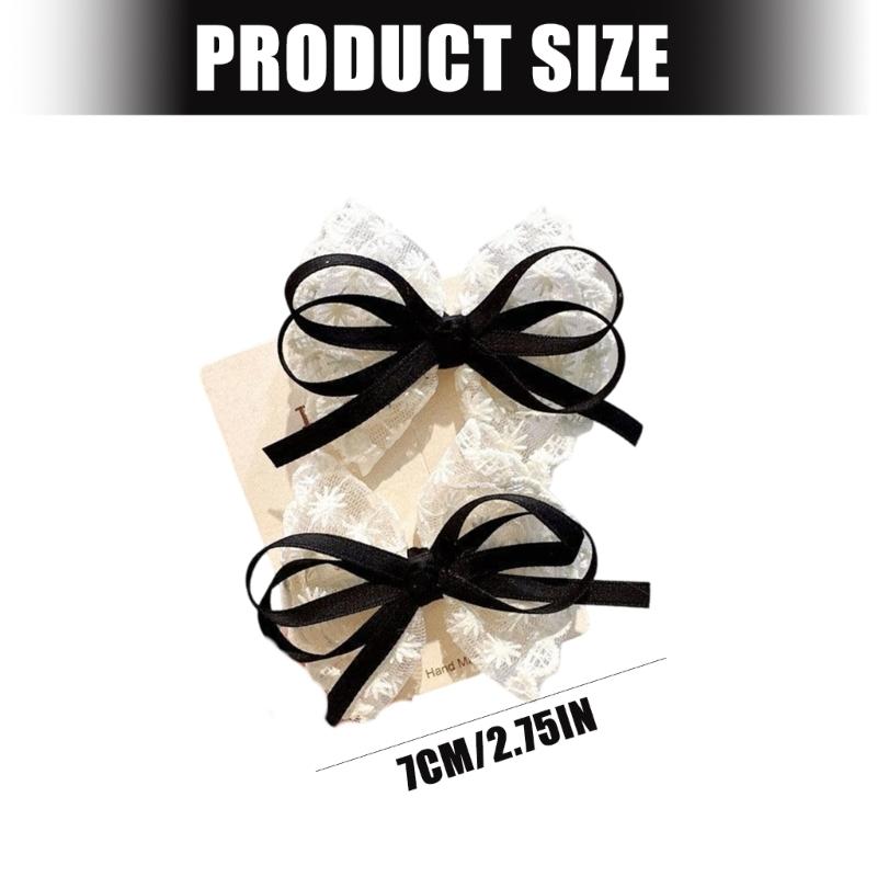 Gothic Bows Hair Clip 2000s Trend Side Clip Bows Lace Graceful Bowknot Balletcore Photo Props