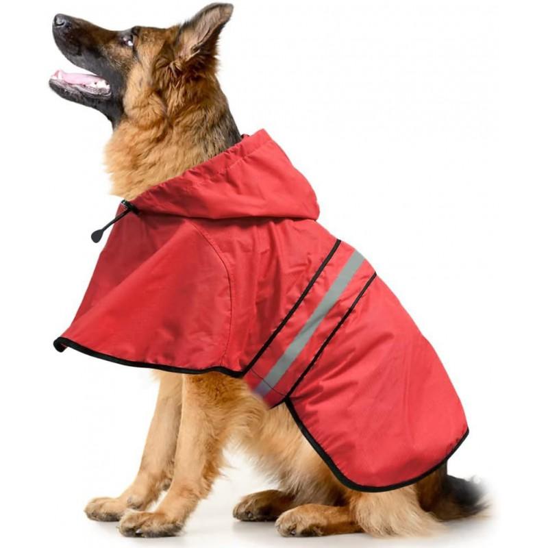 Waterproof Dog Raincoat With Reflective Stripes Small Medium Large Breeds - Yellow Fluorescent Green Blue Pink Red