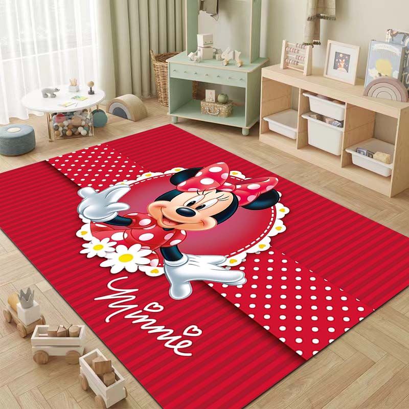 1PC Disney Minnie Mickey Mouse Print Carpet for Living Room Bedroom Kid's Room Home Decor Non-slip Mat Area Rug Luxury Gift