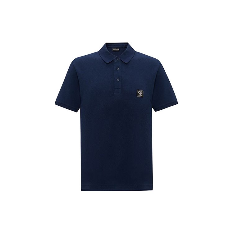 Emporio Armani Ss24 Solid Color Logo Patch Casual Short Sleeve Polo Shirt Men Polo Shirts Navy-Blue 211804-4R460-6935