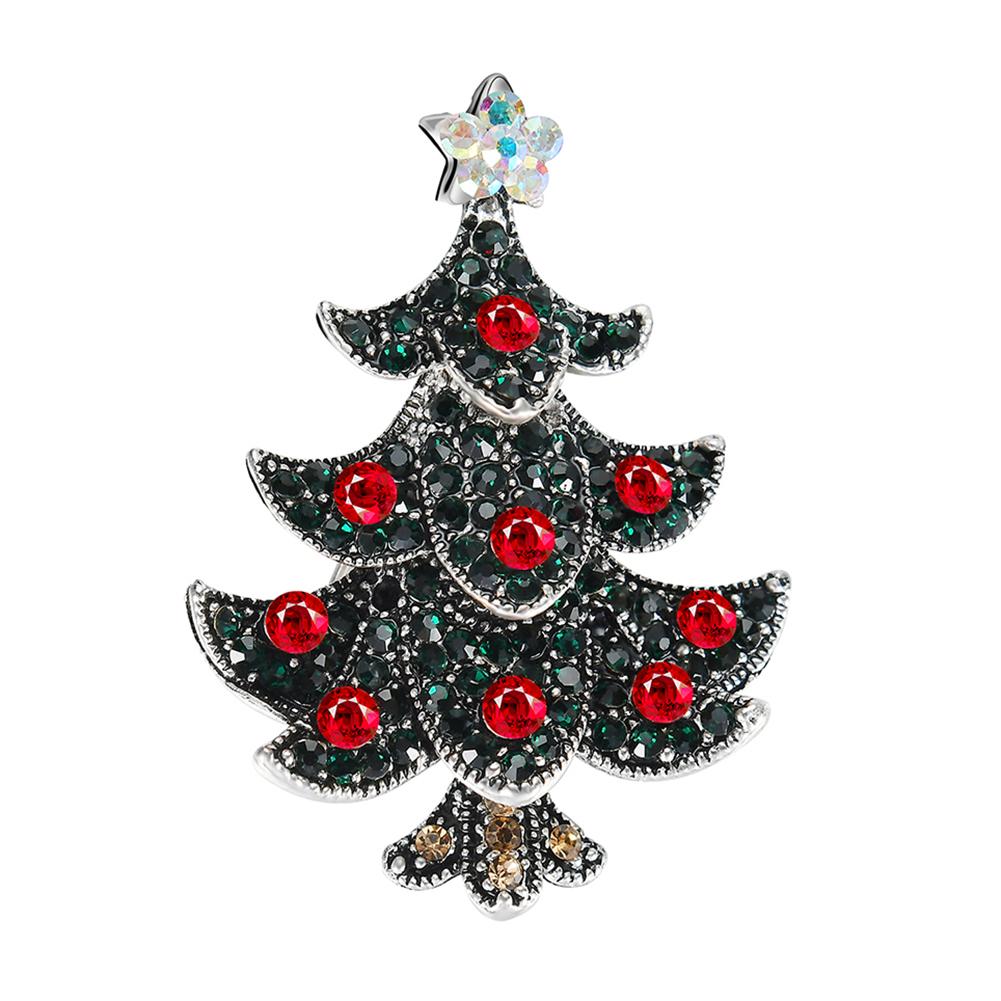 Crystal Christmas Tree Brooch Full Diamond Breastpin Christmas Gift Decoration for Women
