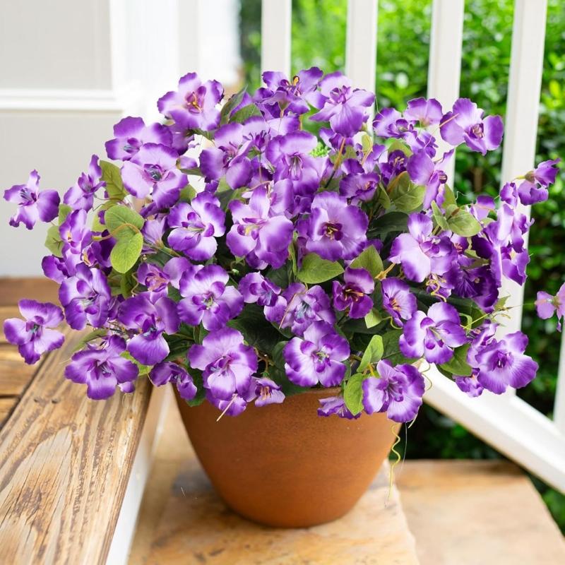 Bright 7 Head Plastic Hibiscus Floral Display Long Time Outdoor Artificial Flower For Backyard And Decors Decoration