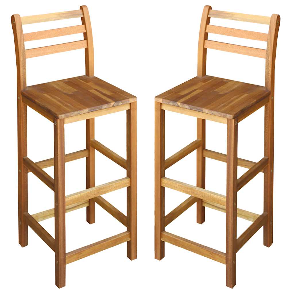 Bar Stool Set 2 pcs Solid Acacia Wood