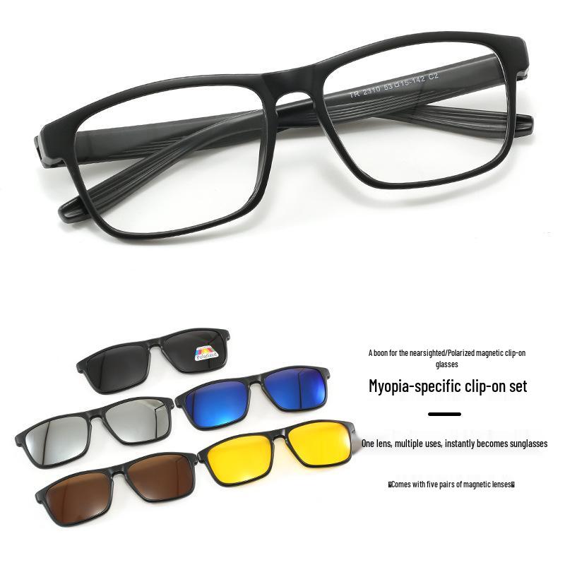Magnetic Clip-on Polarized Cycling Sunglasses for Men & Women: Two-in-One Five-Piece Lens Set