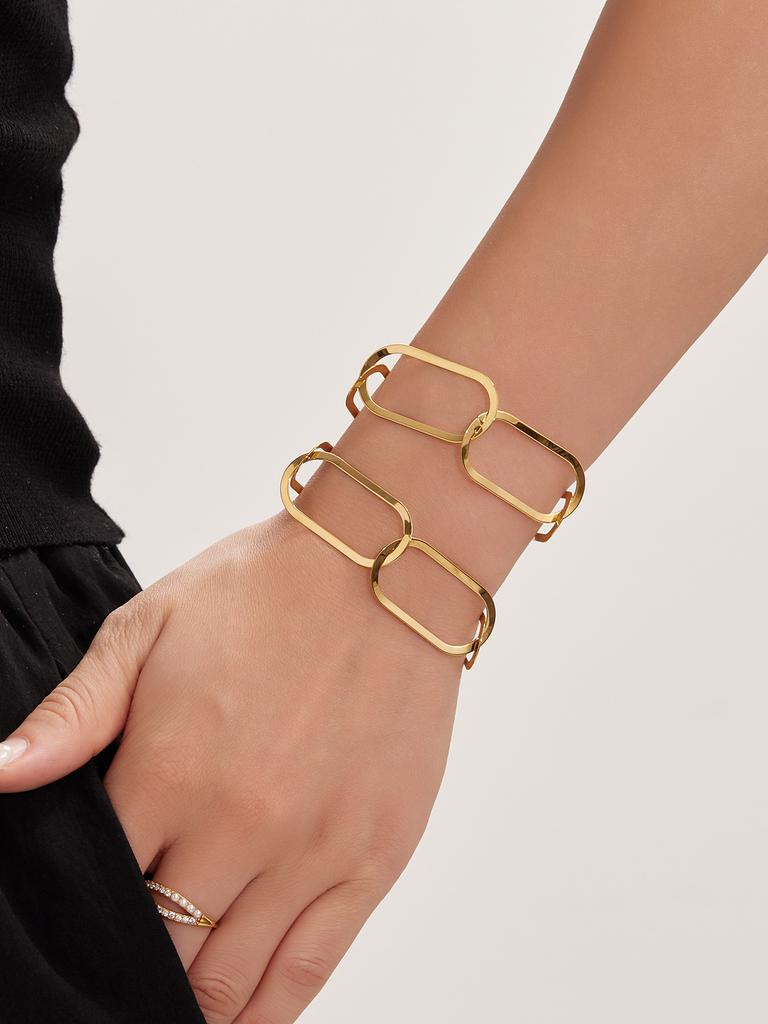 Thick Chain Necklace Bracelet Earrings In Stainless Steel With 18k Gold Plated Necklaces Bracelets Dangle Earring Set For Women