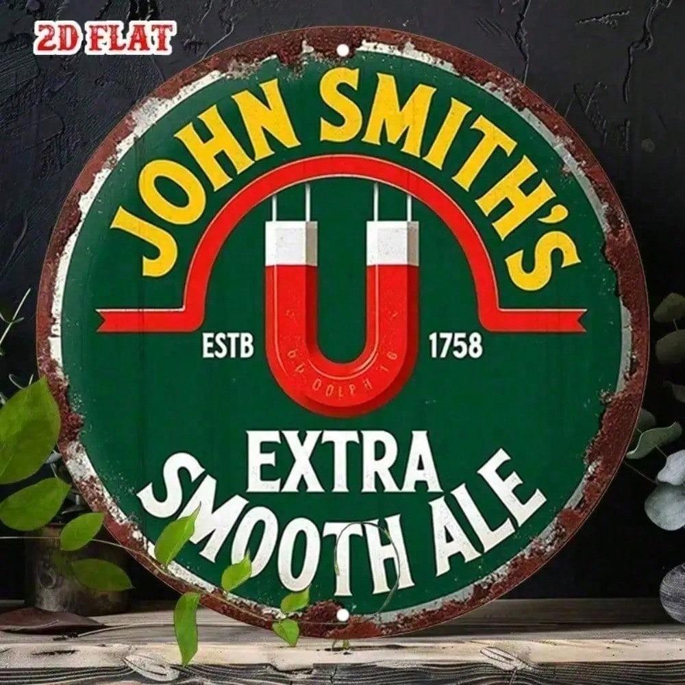 Retro Smooth Ale Beer Metal Round Wall Sign 7.87 Inch Vintage Tin Plate Aluminum Home Bar Decor