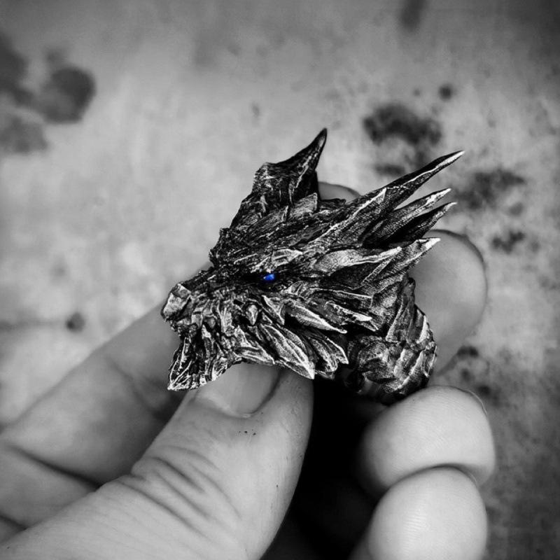Vintage Steel Dragon Open Ring Men's Punk Domineering Finger Trigger Jewelry