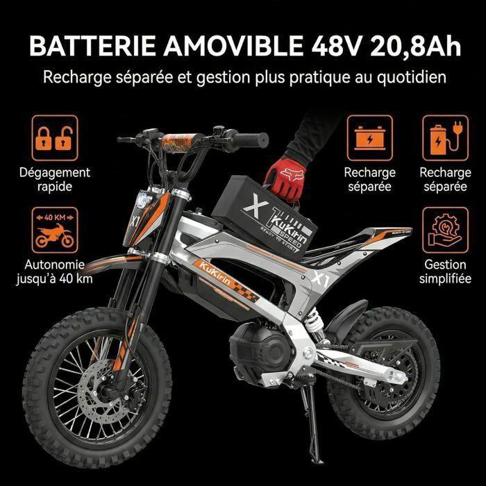 Kukirin X1 - Moto tout-terrain électrique - Moteur 2000W - Batterie 48V 20.8Ah - Vitesse Max 50km/h