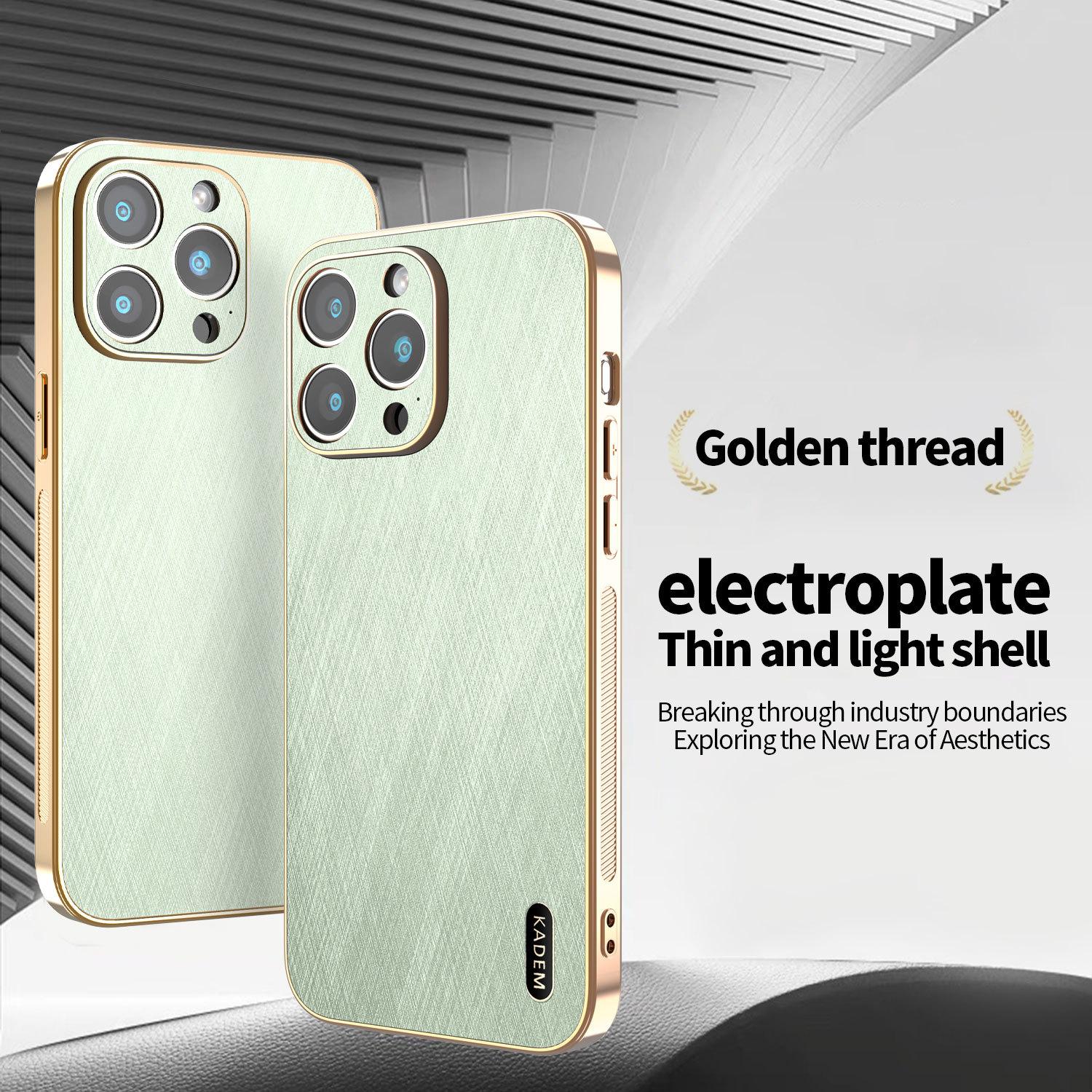 

Подходит для Apple 16proMax Чехол для мобильного телефона из шелка и бамбуковой кожи Высококлассный IPhone 15 Гальванизированный Противоударный 14 Защитный чехол iPhone16 зелёный