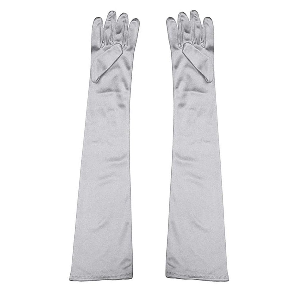 1 Paar Formelle Braut Langarmhandschuhe Einfarbig Atmungsaktiv Hochzeitsarmhandschuhe