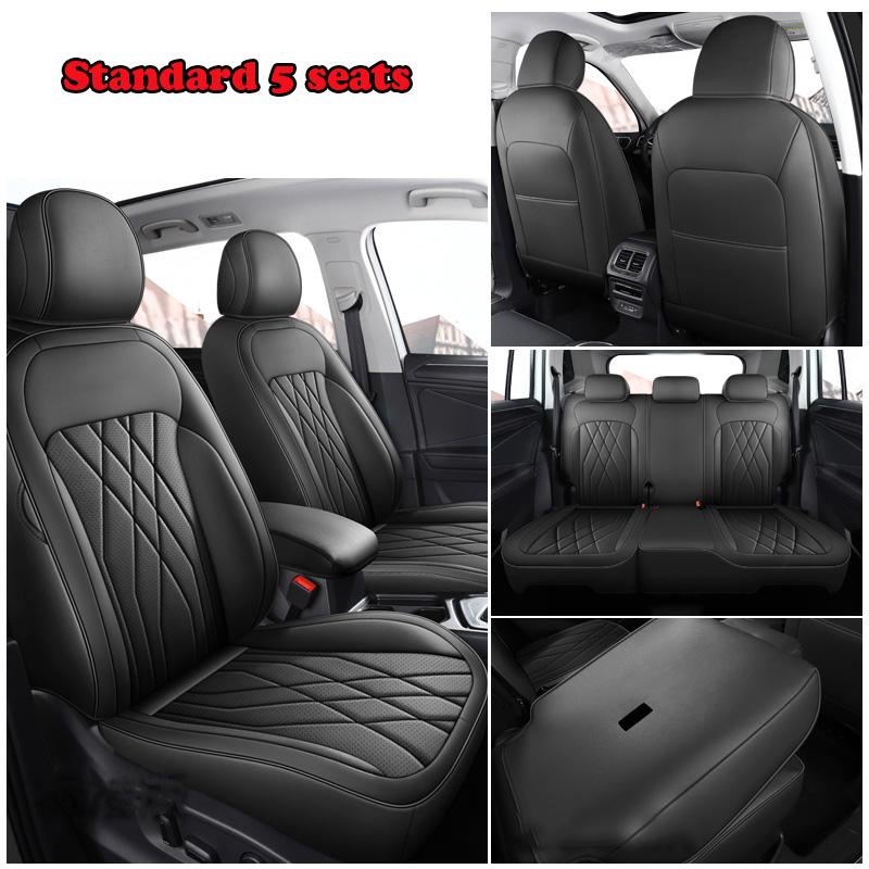 Custom Fit Car Seat Cover For Volkswagen Tiguan L 2017-2026 Artificial leather Front /Rear Seat Cushion-Full Set Auto Parts
