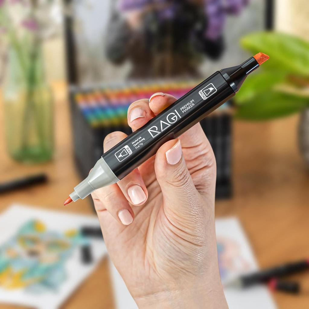 RAGI Alcohol Markers 168 Double-sided Felt-tip Pens, Dual Tip, Professional Artistic Drawing Set