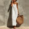 New summer clothing, European and American women's clothing, casual vacation style solid color suspender dress, long dress for women