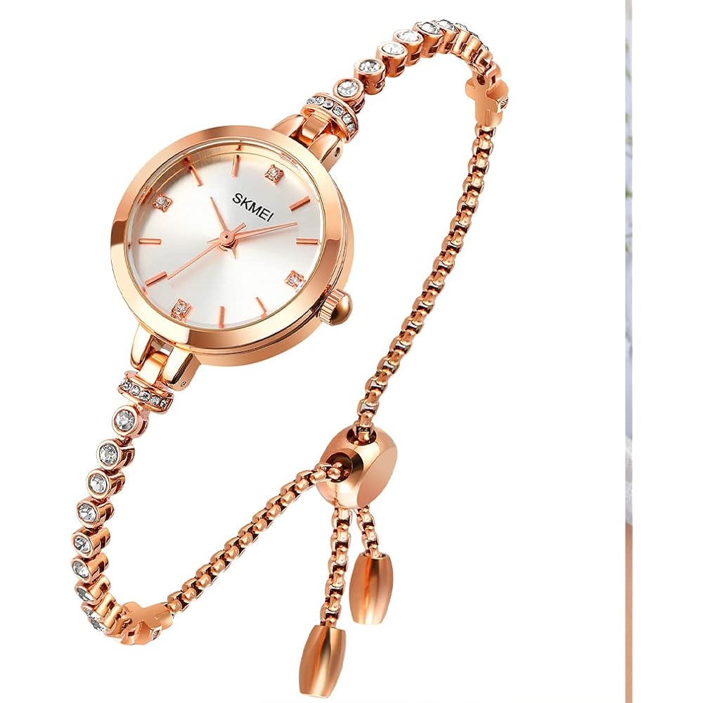 "Elegant Women's Bracelet Watch Gold Waterproof Quartz Simple Casual Silver"