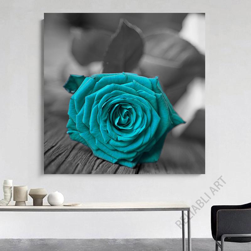 

Винтажные бирюзовые настенные художественные розы, печать на холсте, фотографии, романтические постеры о любви для спальни, декора гостиной, Cuadros 40x40cm Unframed