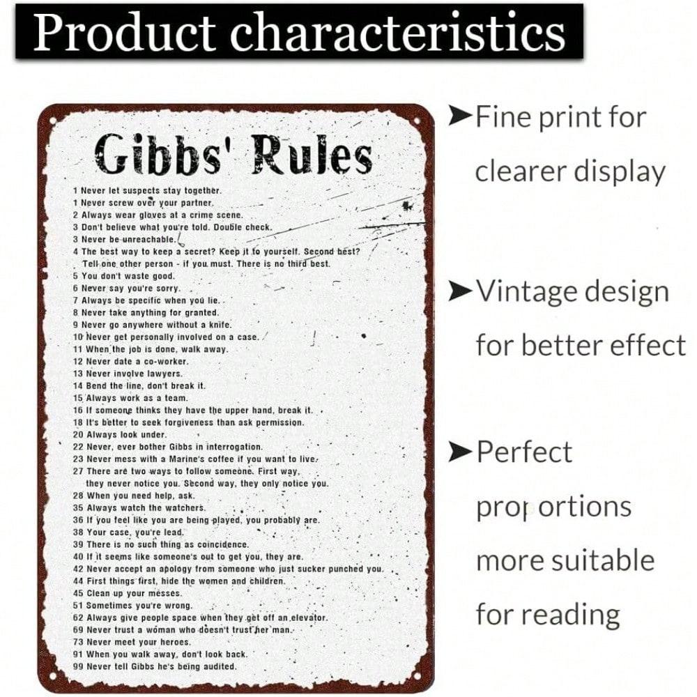Blechschild Gibbs Regeln Wandkunst Vintage Metallposter Inspirierendes Zitat Dekor