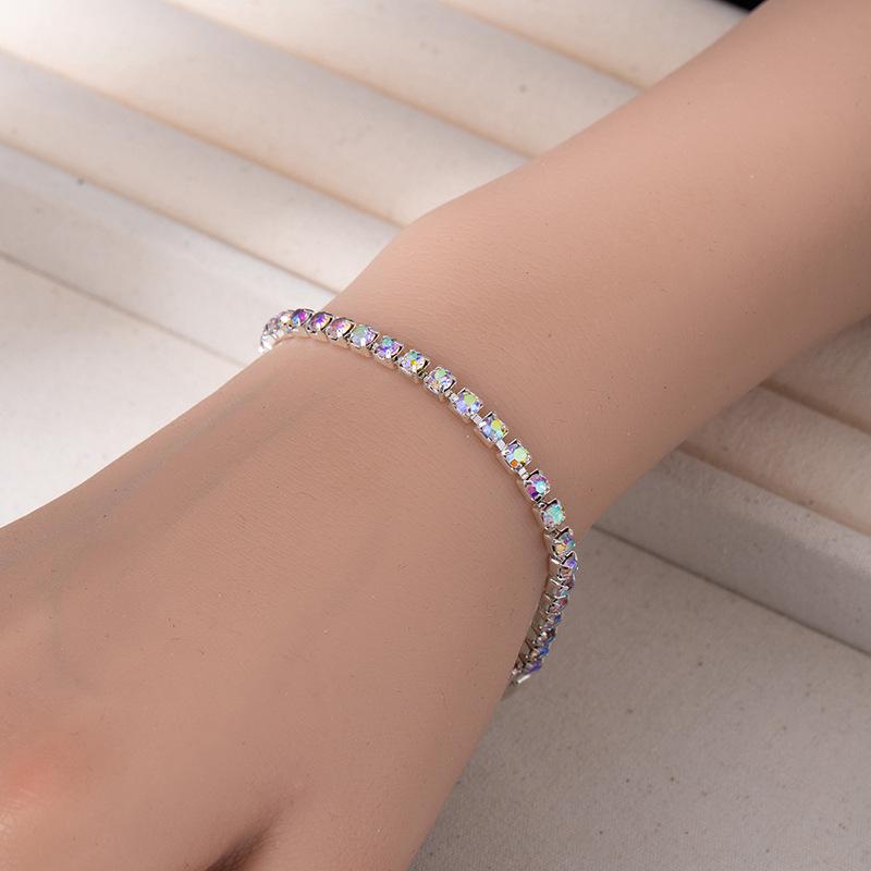 Braccialetto a Riga Singola Full Diamond Hip Hop da Uomo Gioielli per Mano Braccialetto Semplice in Diamante Stile Freddo da Uomo e Donna