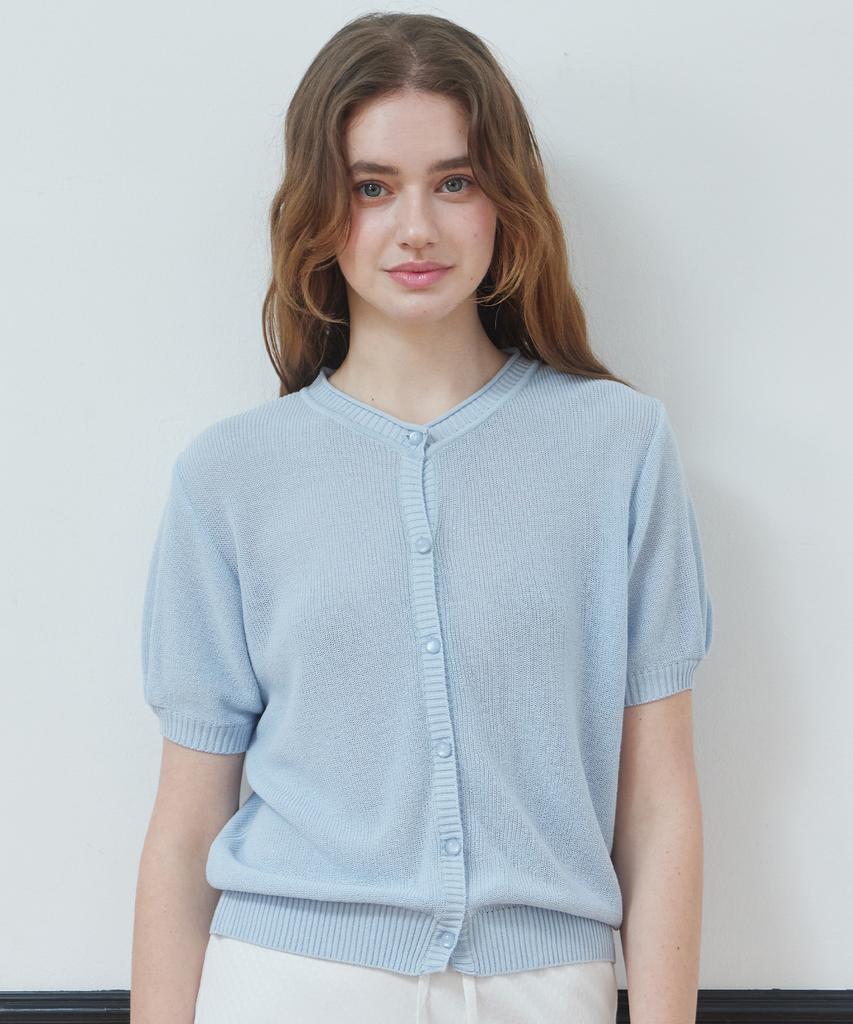 Itov Seoul Puff Short Sleeve Cardigan Sky Blue