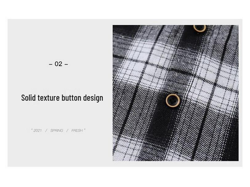 Boys' Plaid Long Sleeve Shirt Jacket, Spring & Autumn 2025, Korean Style, Trendy & Loose Fit for Big Kids.