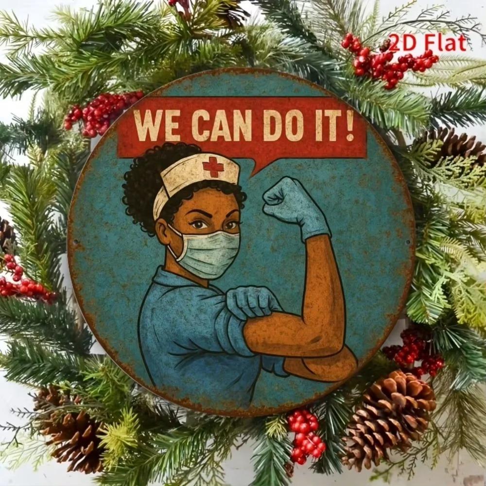 Vintage Tin Poster We Can Do It Nurse Artwork Metal Sign Wall Decor 40x30cm белый