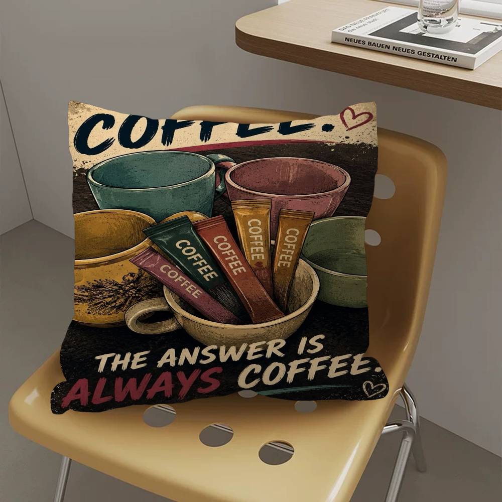 Coffee Shop City Bakery Illustration pillow cover sofa cushion cover home room decoration children gift