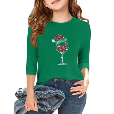 Barne 3/4-ermet Independence Day-trykket rund hals avslappet t-skjorte