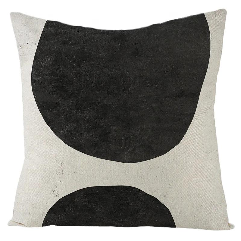Nordic Abstract Linen Pillowcase Home Sofa Bedside Cushion Pillowcase 45x45cm Home Fashion Art Painting Printed Pillow Case