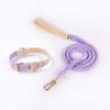 PetGround Dog Lead Collar Leather Small Dog Stylish Leather Cute Pastel Colors Lost Dog Tag Lightweight Strong Durable Dog Collar Lead (Purple, 120cm)