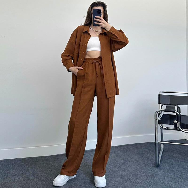 Women's Loose Long Sleeved Shirt, Spring and Autumn Pants, Women's Two-piece Set