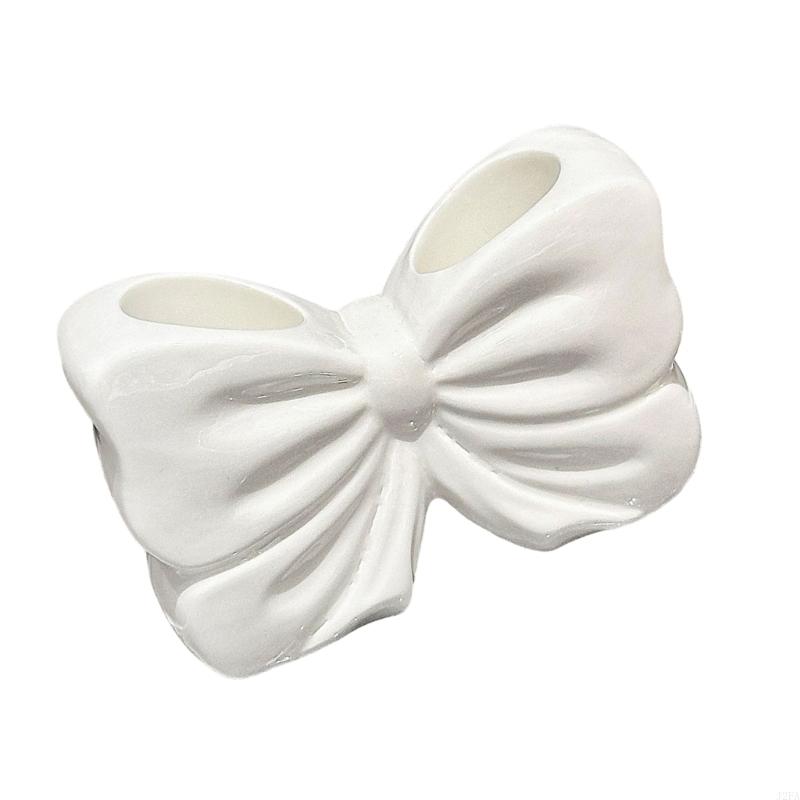 Ceramic Toothbrush Holder Bowknot Design Bathroom Countertop Accessory