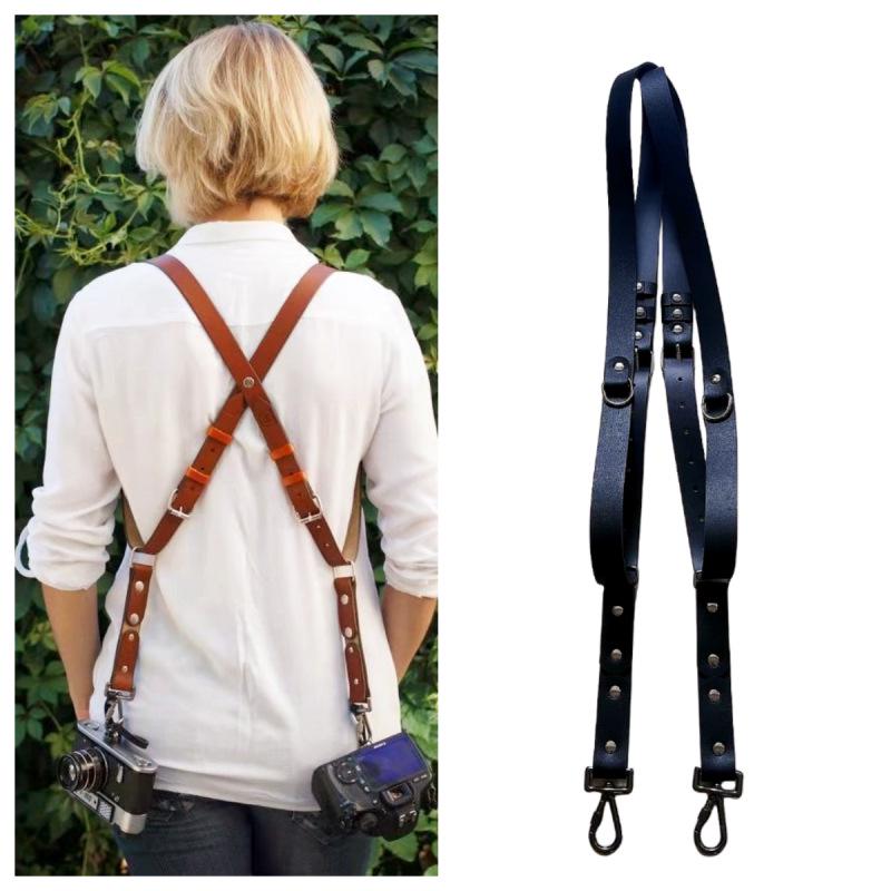 European-American Style Men's Black Choker Belt Body Chain with Chest Strap Harness