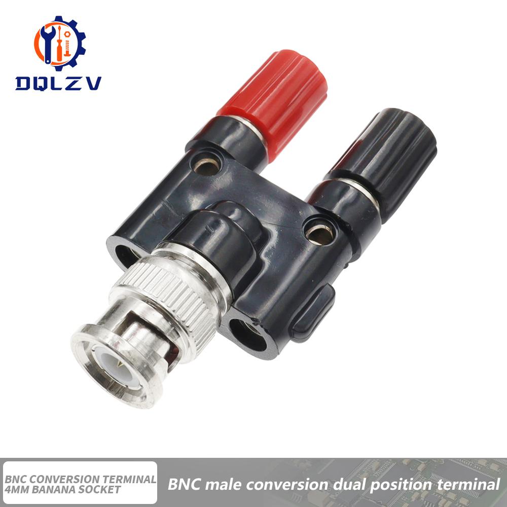 1PCS BNC to Two Dual 4mm Banana Male Female Jack Coaxial connector RF Adapter