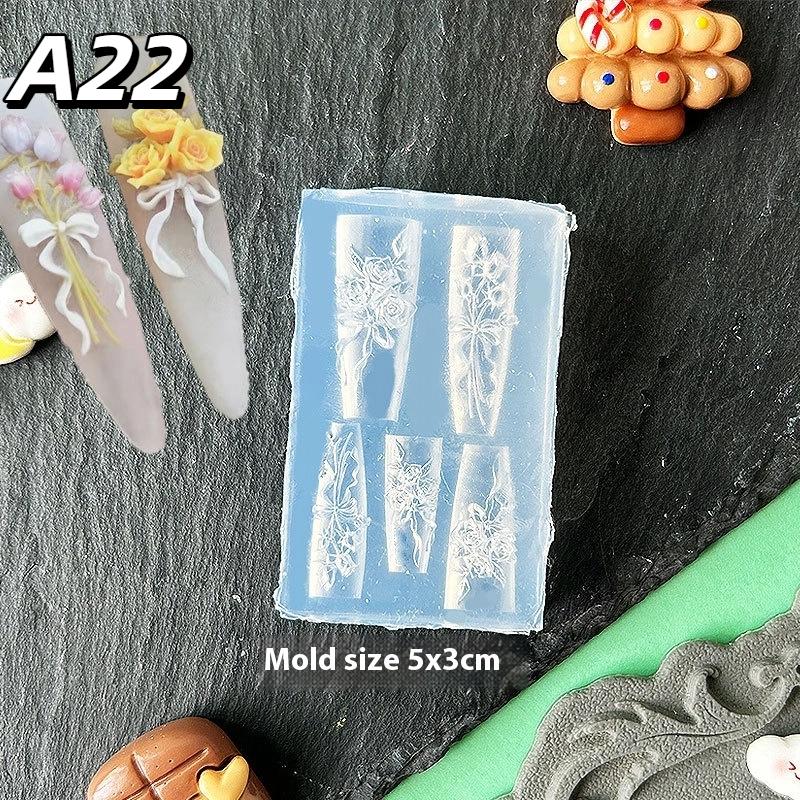 1Pc Chain Ice Flower Butterfly 3D Acrylic Mold Nail Art Decorations Diy Design Silicone Nails Mold