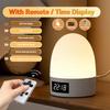 Touch Night Light Rechargeable 3 Color Dimmable Bedside Lamp Time Display USB LED Night Lights Ambient Soft Light for Kids Gift