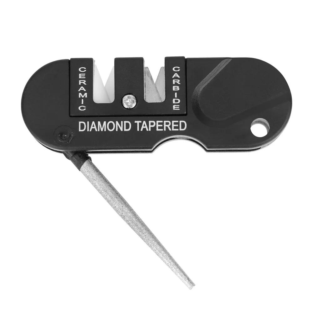 

Портативная точилка для ножей 4-в-1, многофункциональная портативная точилка для ножей из вольфрамовой стали для улицы, точильный стержень 1PCS