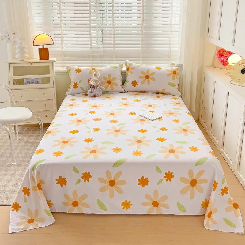 Pink Floral Bed Sheet Set Soft Cotton 4 Pieces Queen Botanical Bed Set, 8 Inch Deep Pocket Fitted Sheet, Flat Sheet, Pillowcases