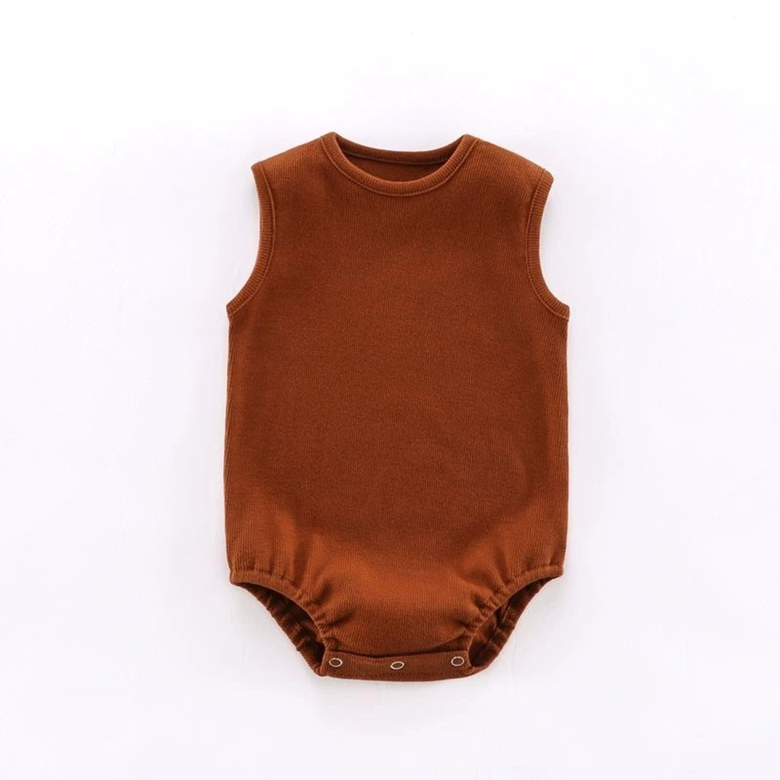 

Модный боди с воротничком для малышки 12M кофейный