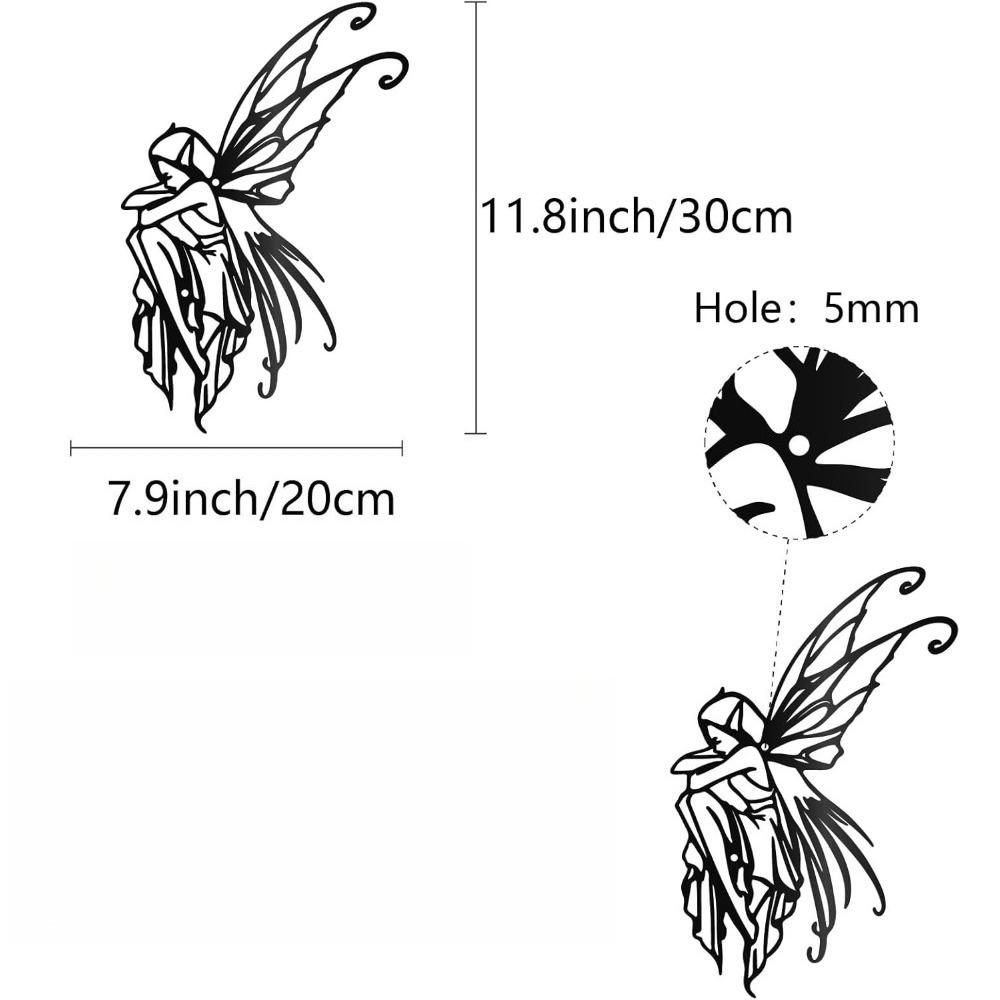 

Fairy Shape Metal Wall Art Iron Home Decor Black 11.8x7.9 Inch 12in чёрный