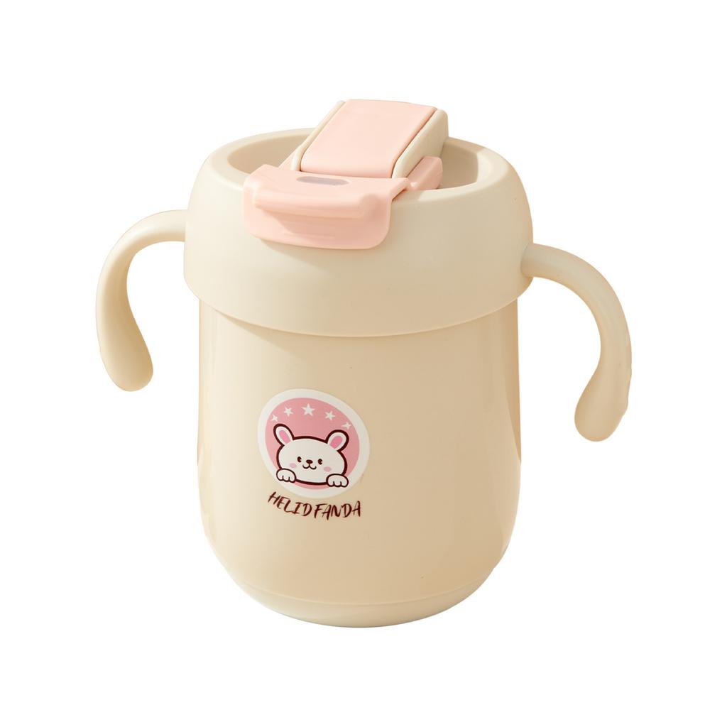 360ml Double Drink Water Bottle Kid 304 Stainless Steel Anti-scalding Drinking Cup With Straw&Handle Children Drinkware